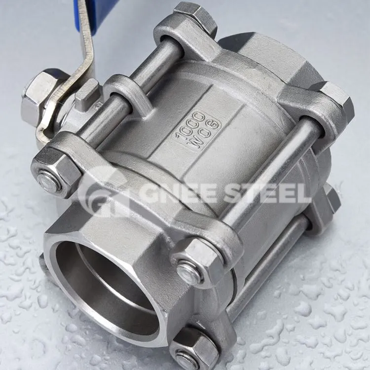 3-dielny nerezový guľový ventil