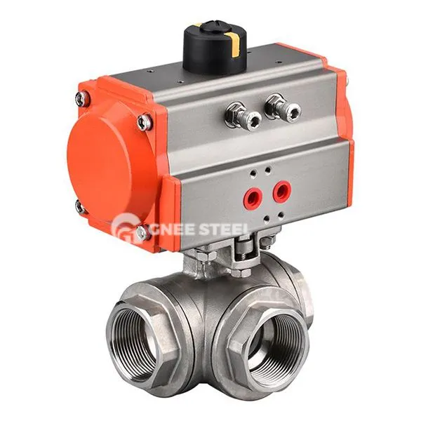 Pneumatický trojcestný guľový ventil